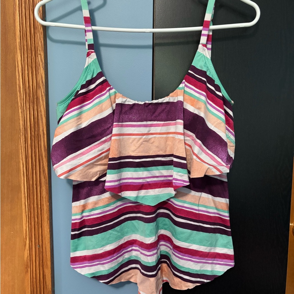 Women's Swimsuit Top with colorful stripes. Size 12 (Medium/Large)